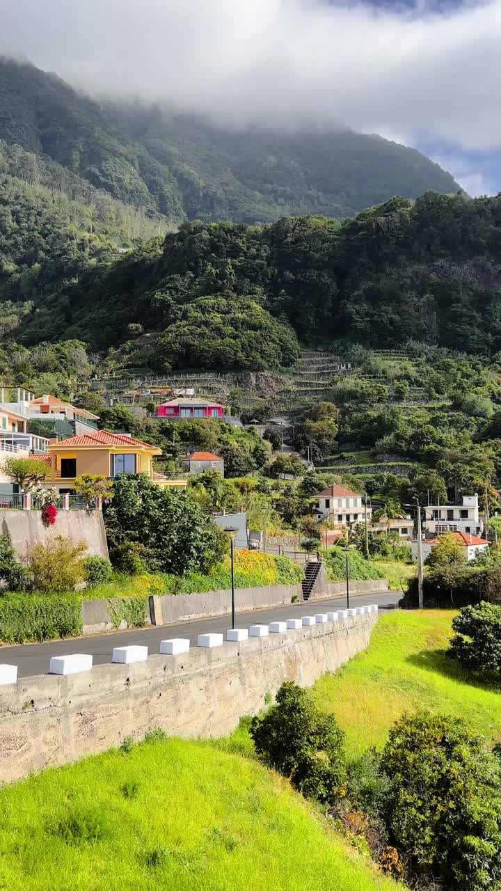 葡萄牙马德拉岛海岸上的村庄视频素材