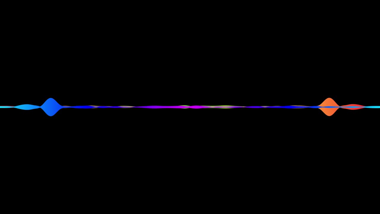 4k抽象音乐声波或音频波从孤立的黑色背景。线数字极简语音和符号技术。视频素材