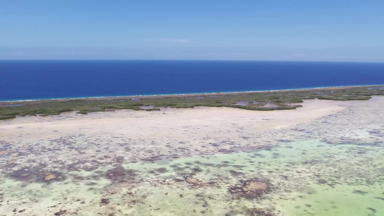 东部盐滩和湿地，湛蓝的天空，正午，鸟瞰图视频素材