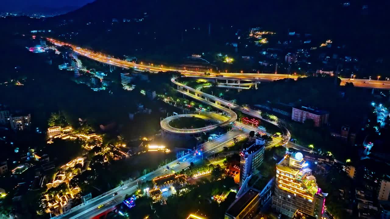 重庆高架桥夜景翻山越岭视频素材