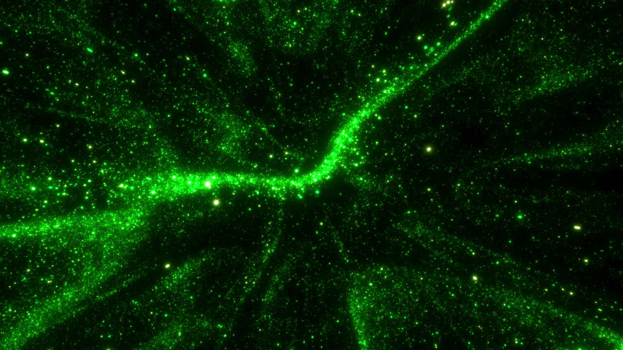 绿色抽象未来闪闪发光的宇宙星尘粒子环背景视频素材