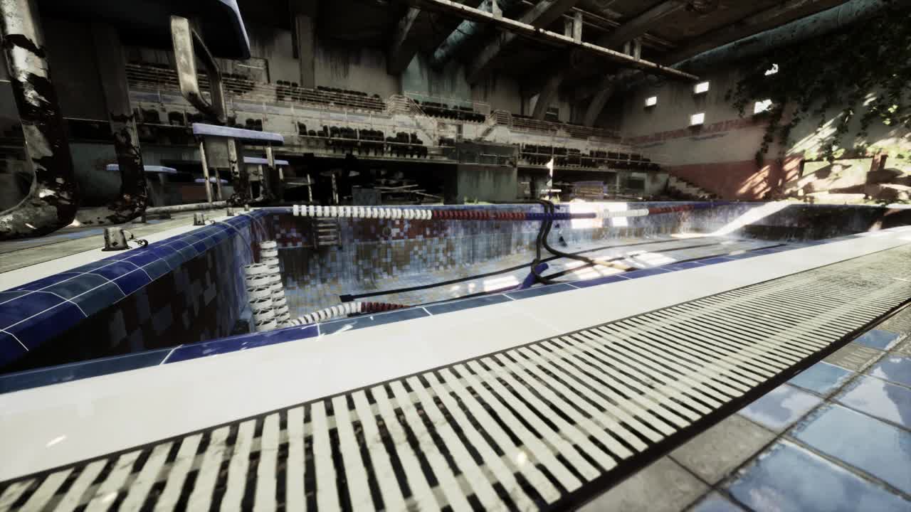 一座空楼里废弃的游泳池视频素材