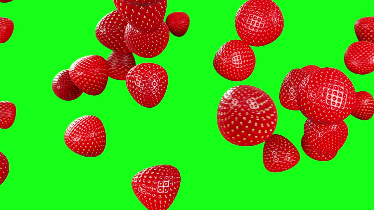 草莓掉落，3D动画视频下载