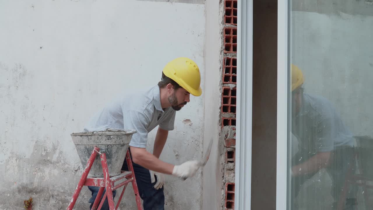 建筑工人在建筑工地合作视频素材