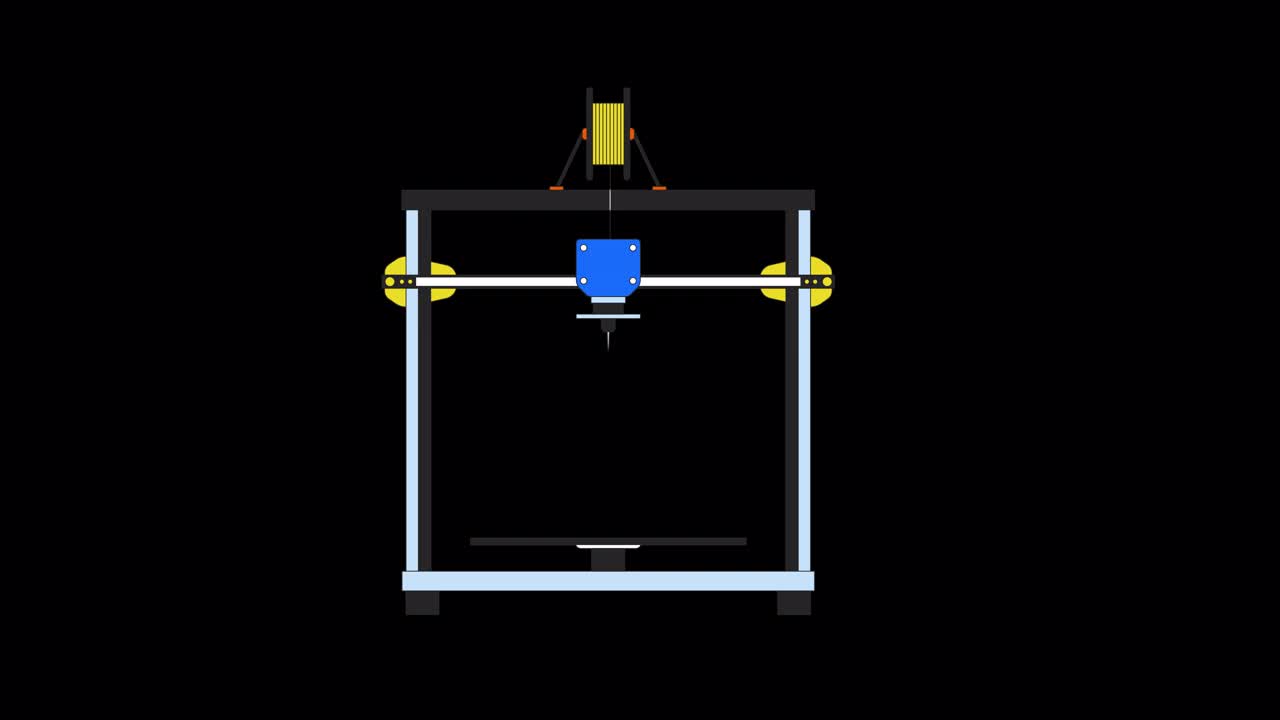 人工心脏在3d打印机上行2D物体动画视频素材