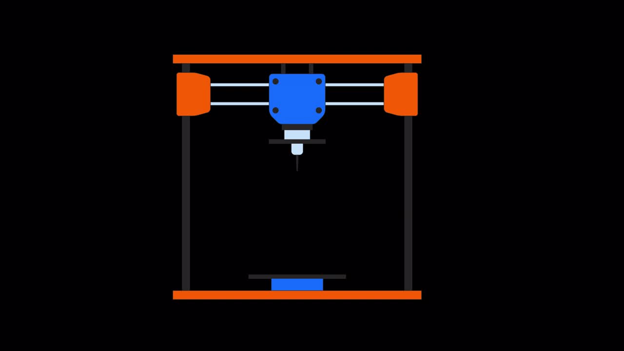 牙种植义齿上3d打印机行2D对象动画视频素材