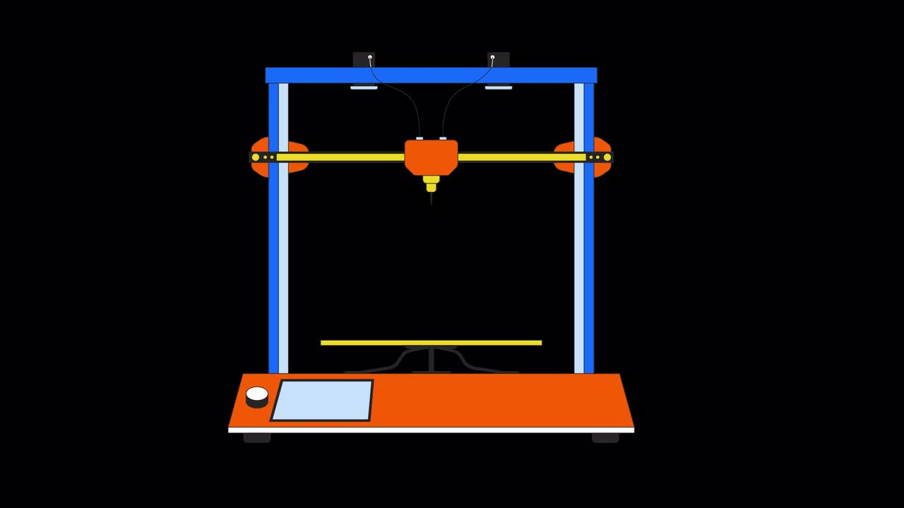 骨盆带上3d打印机行2D对象动画视频素材