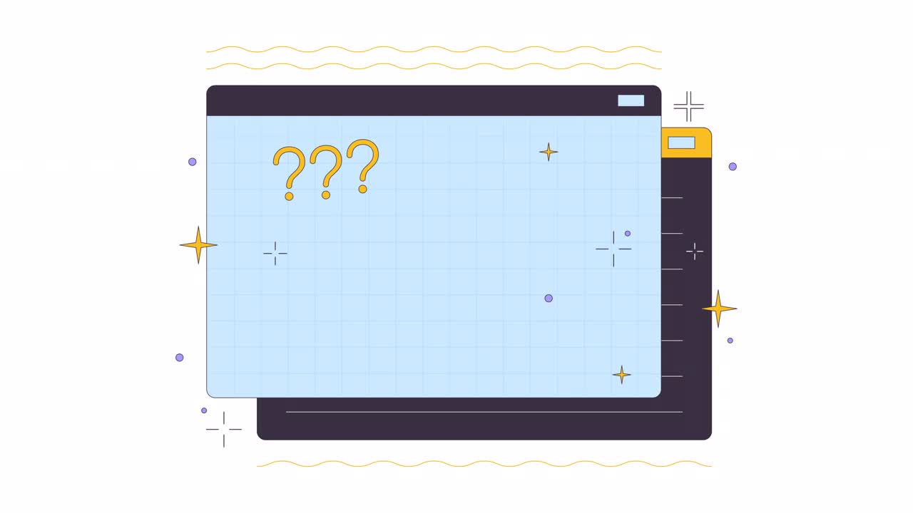 网站窗口带问号行2D对象动画视频素材