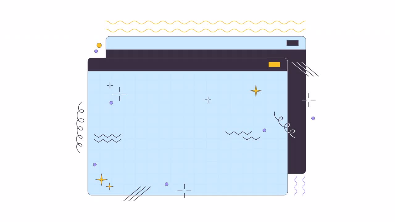浮动空白网站窗口行2D对象动画视频素材