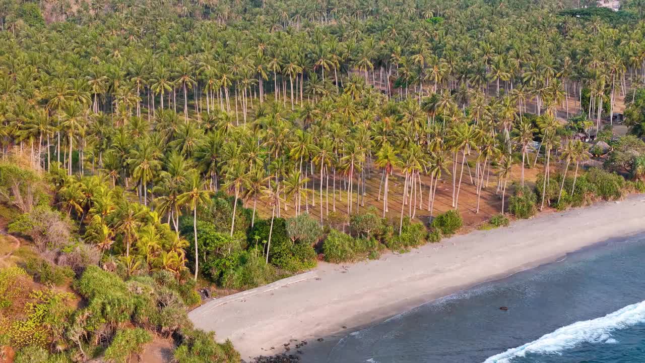 鸟瞰海岸线在龙目岛，西努沙登加拉，印度尼西亚视频素材