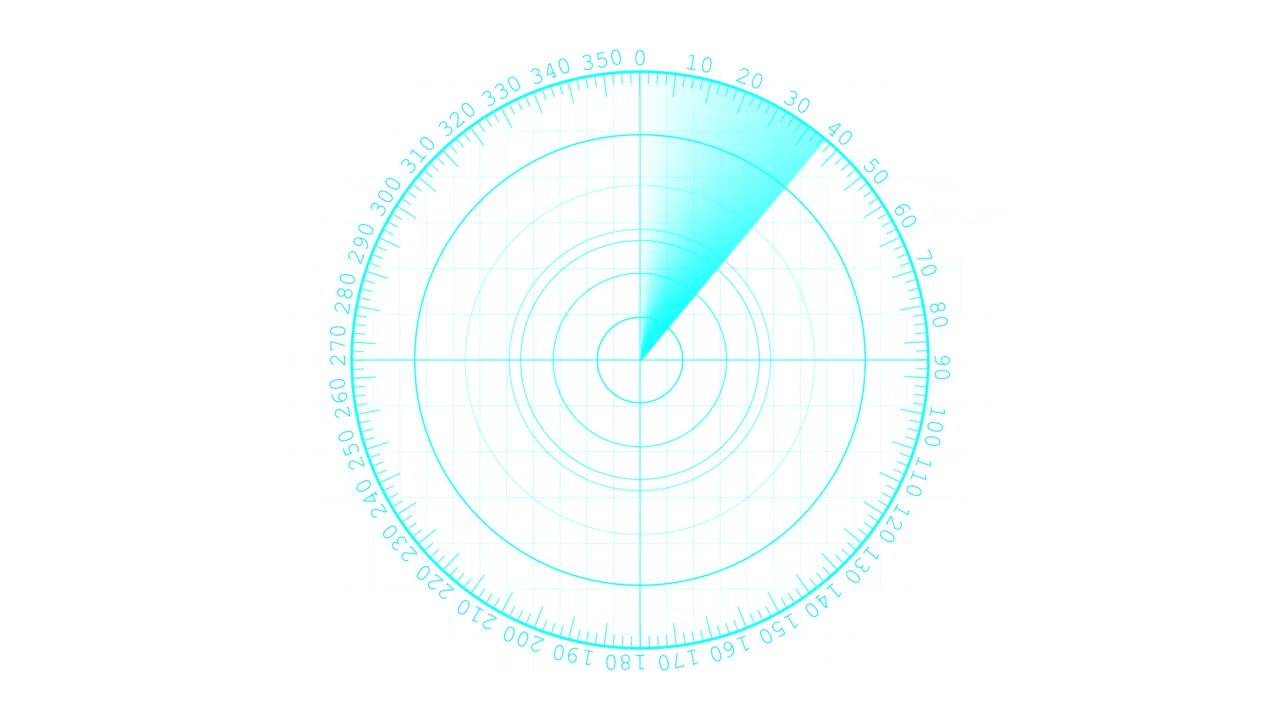 雷达导航正在寻找目标。简单的雷达扫描与黑色背景。扫描循环。视频素材
