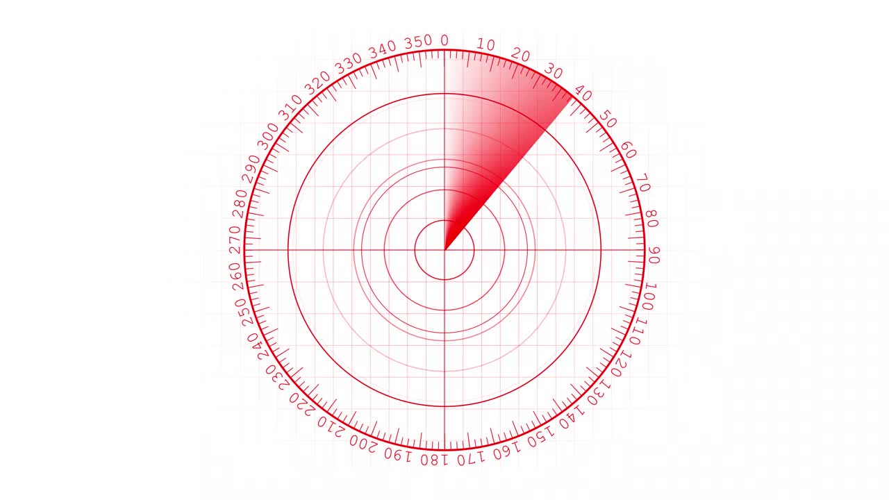 雷达导航正在寻找目标。简单的雷达扫描与黑色背景。扫描循环。视频素材