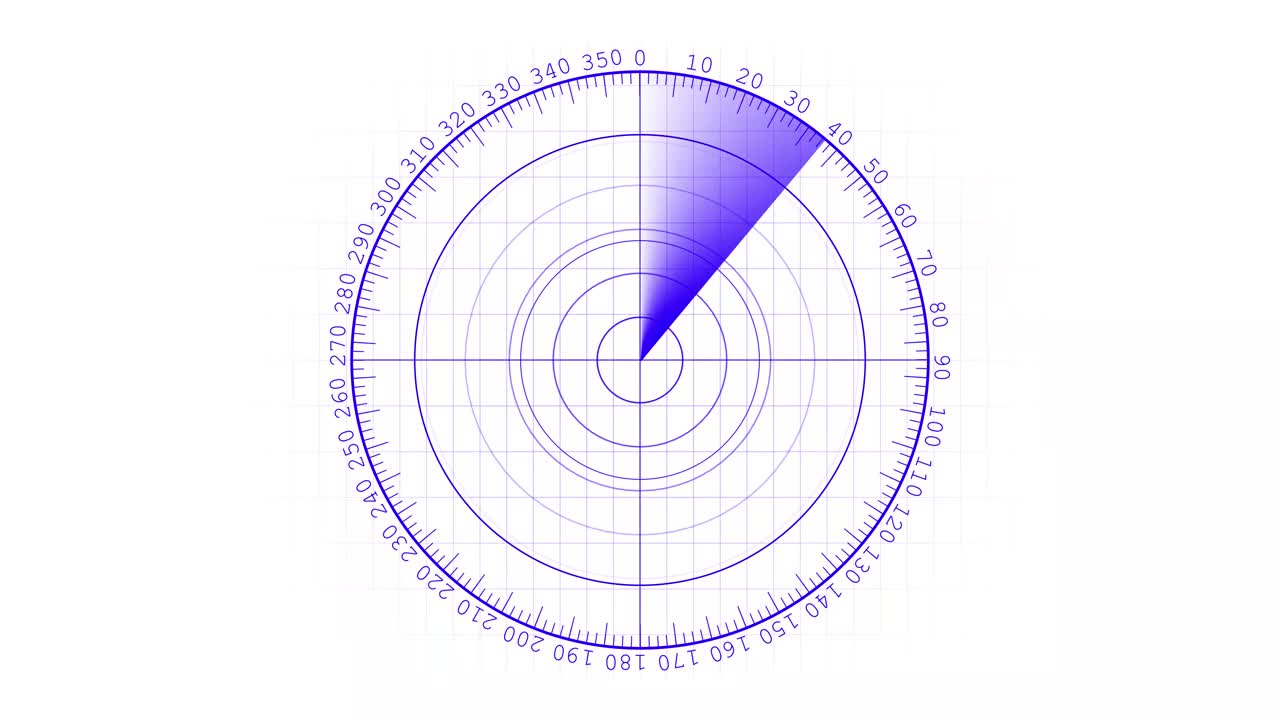 雷达导航正在寻找目标。简单的雷达扫描与黑色背景。扫描循环。视频素材
