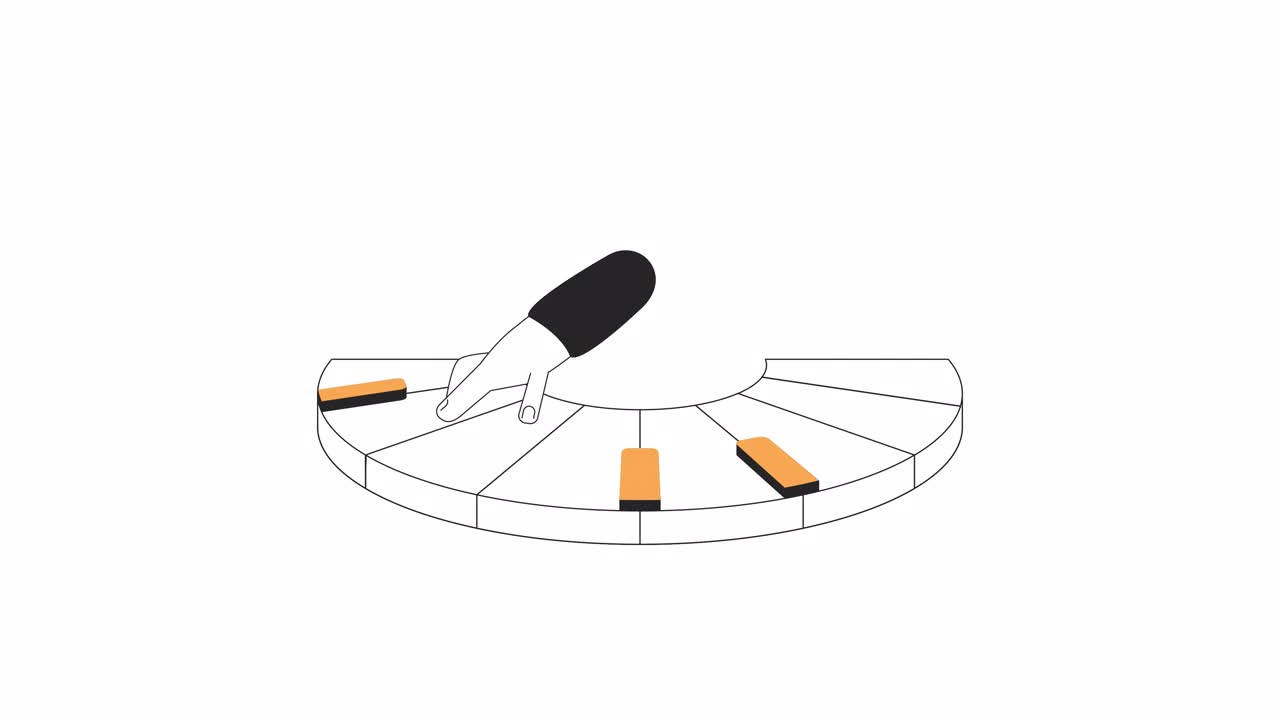 弹钢琴键盘的2D人物手动画视频素材