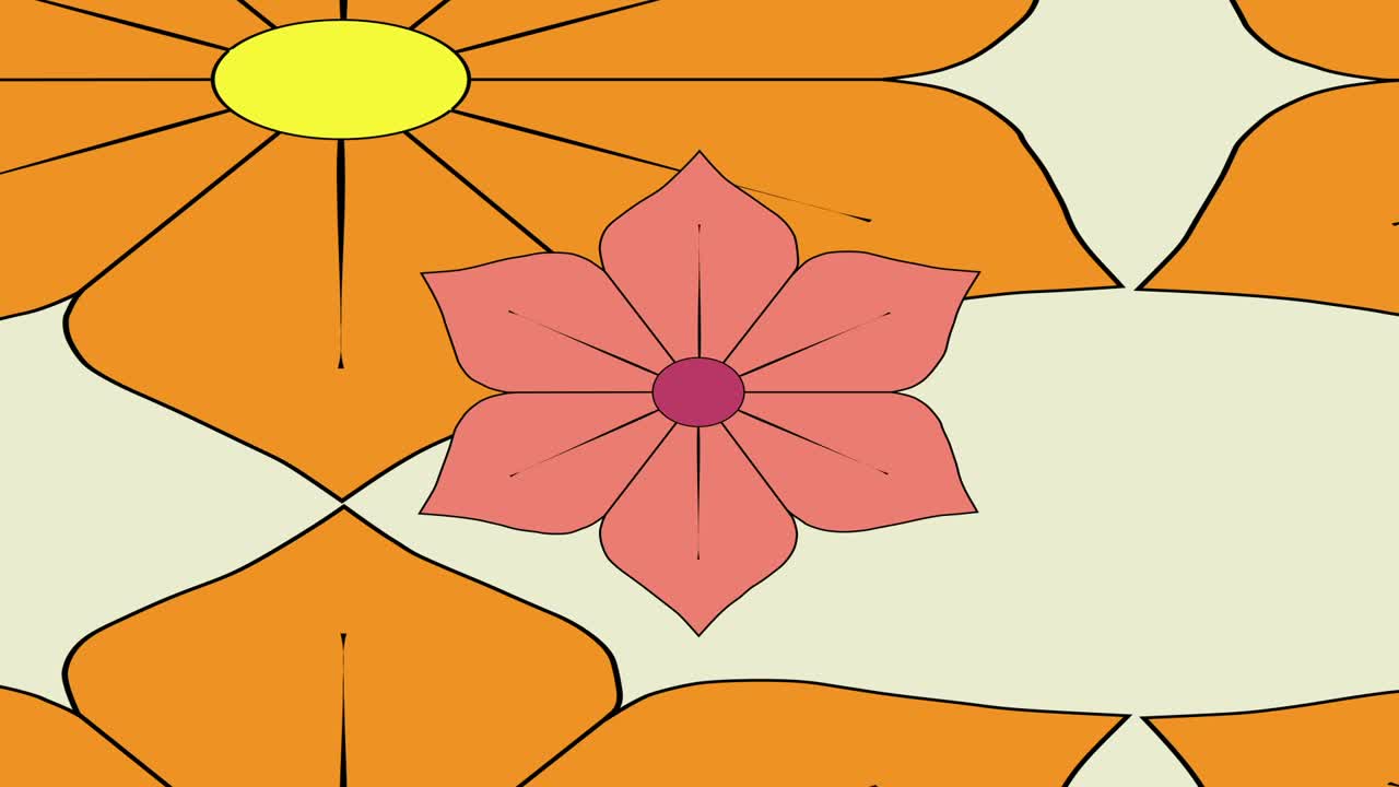 花卉形状动画与各种过渡和位移。视频素材