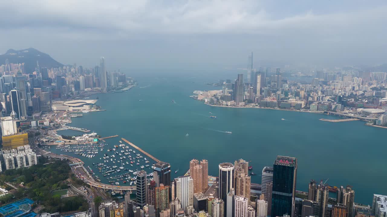 香港智慧城市可持续建筑，绿色设计支持可再生能源微气候控制ESG概念，阳光明媚视频素材