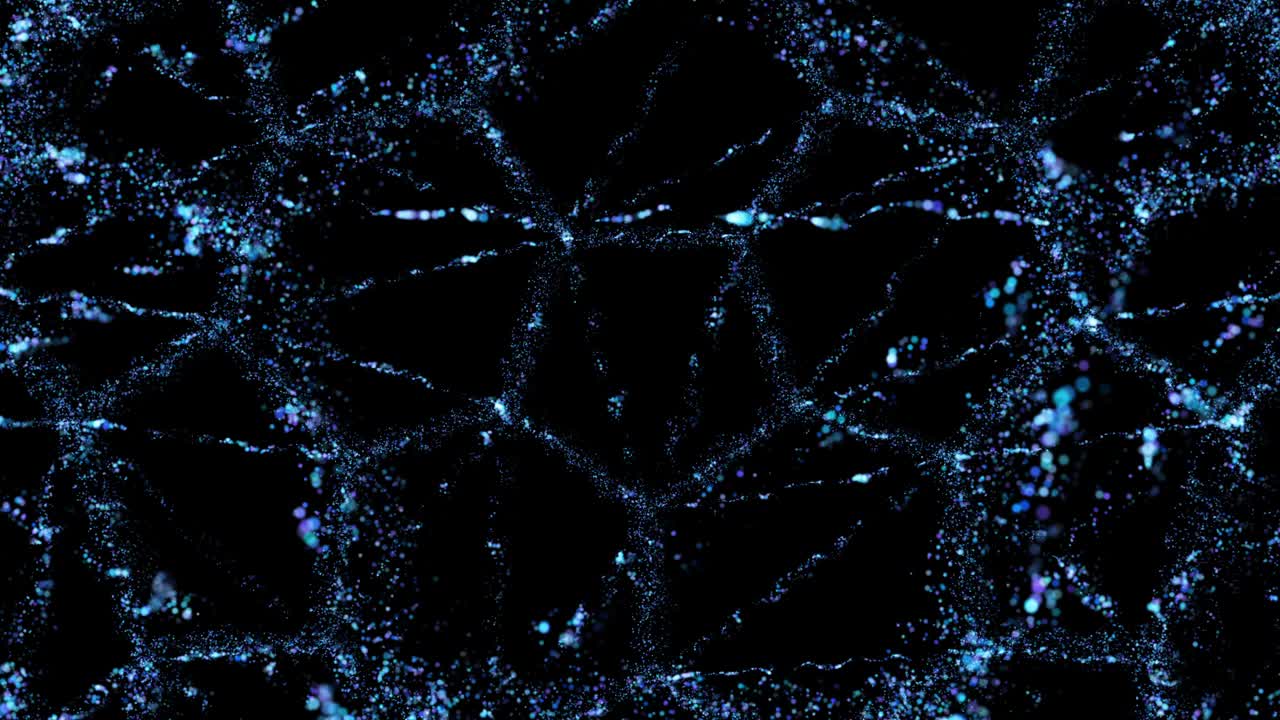 蓝色多边形粒子框架与旋转科学图像视频下载