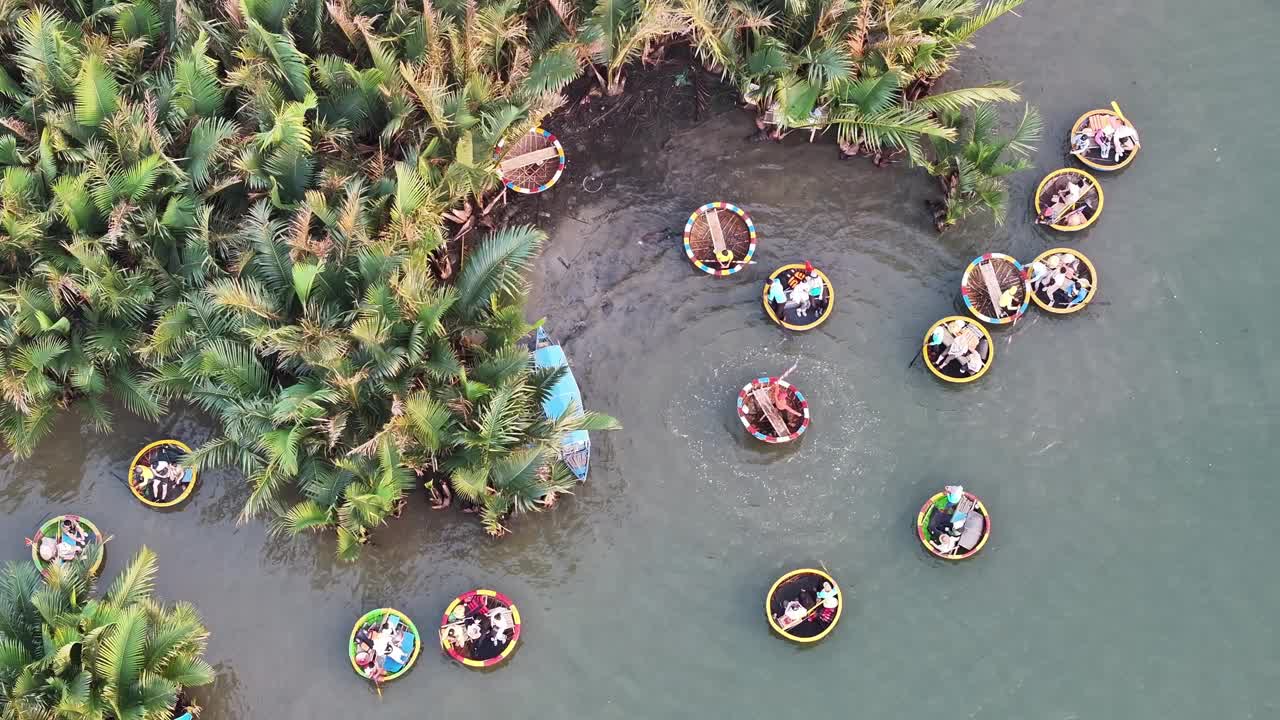 湾茂椰林鸟瞰图，湾茂椰林是会安古镇的著名景点视频素材