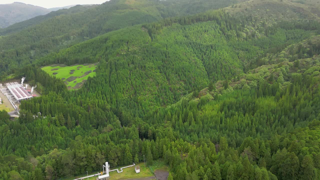 空中显示的牧场，森林斑块和海岸线在<s:1>米格尔亚速尔群岛视频素材