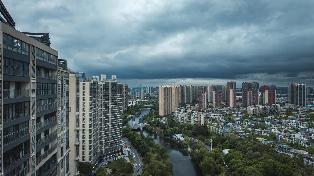 中国成都风暴天气的超缩视频视频素材