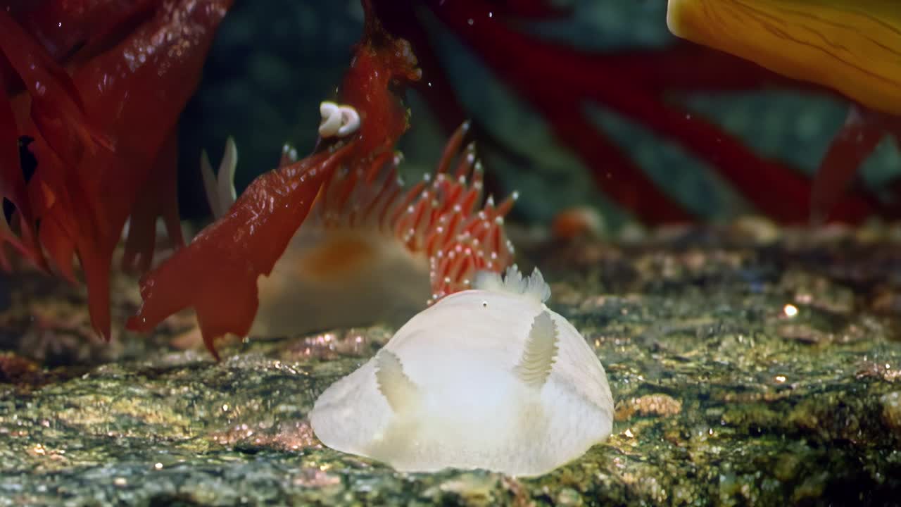 白海海底白色裸鳃海蛞蝓。视频素材