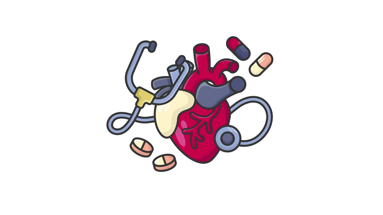 色线心脏护理动画图标视频下载