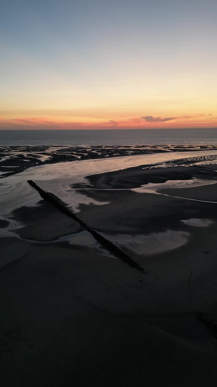 贝尔克滨海海滩鸟瞰图，法国加来海峡。视频素材