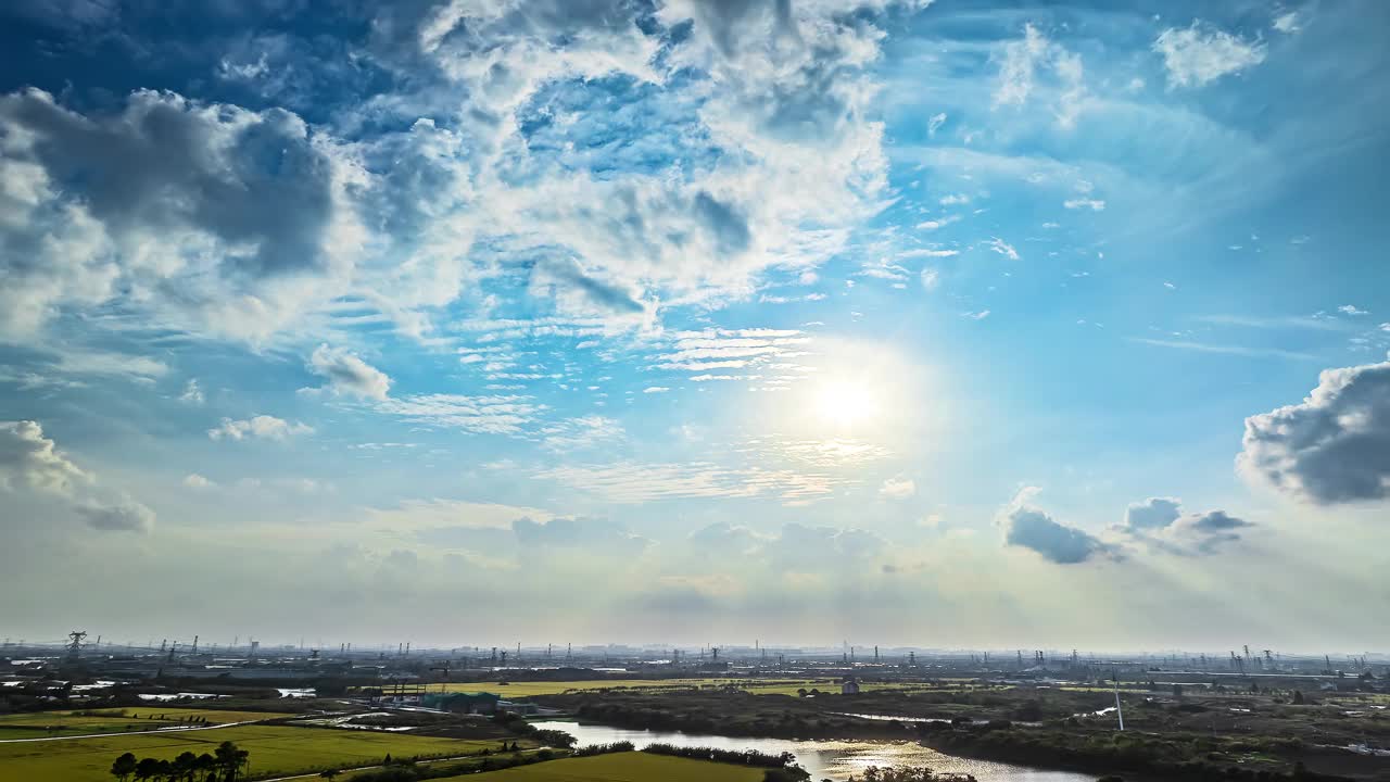 美丽的晴空云景在晴朗的夏日的时间流逝视频素材