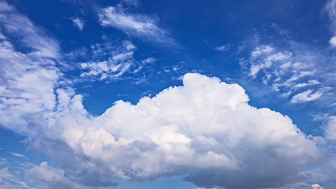 美丽的晴空云景在晴朗的夏日的时间流逝视频素材