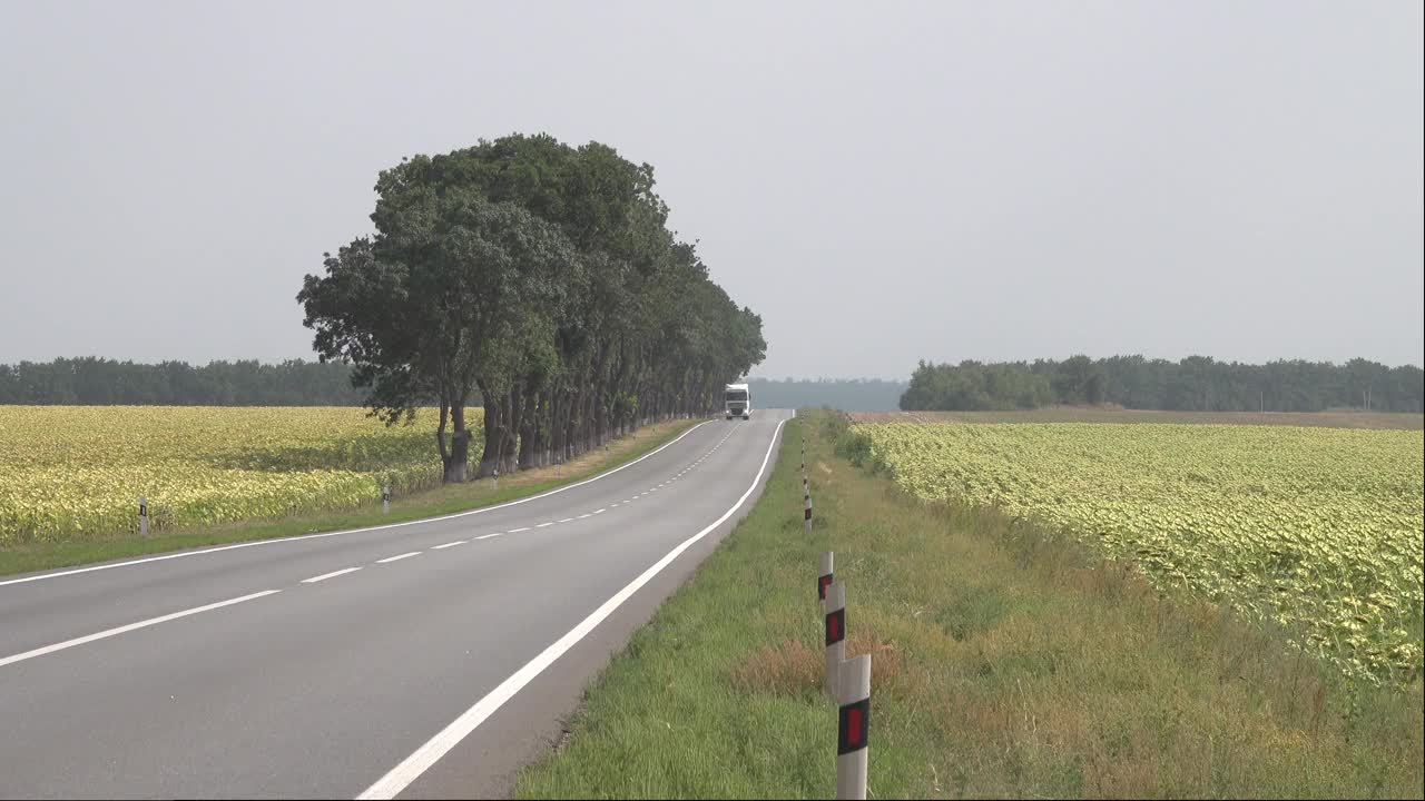 柏油路和农田。视频素材