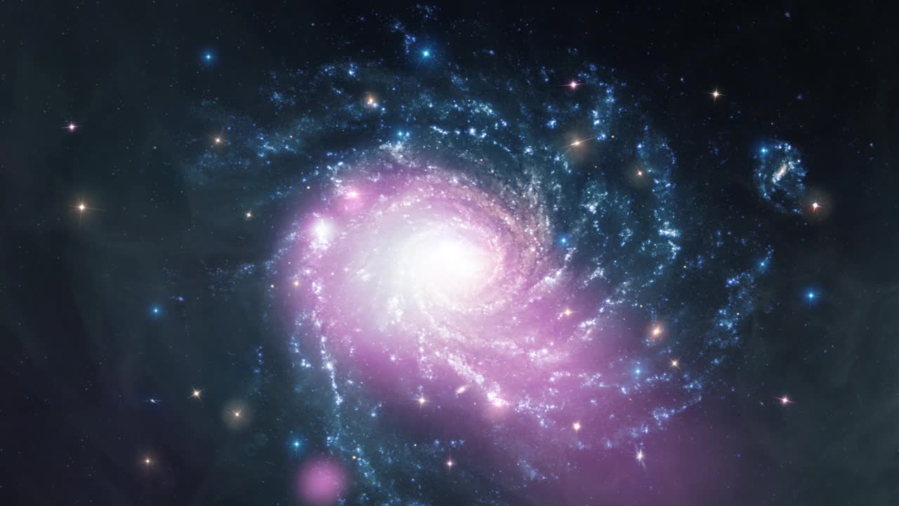 太空旅行NGC1232也被称为上帝之眼星系，在太空中穿越恒星场，4K 3D科学电影。这张图片的元素由美国宇航局提供。视频素材