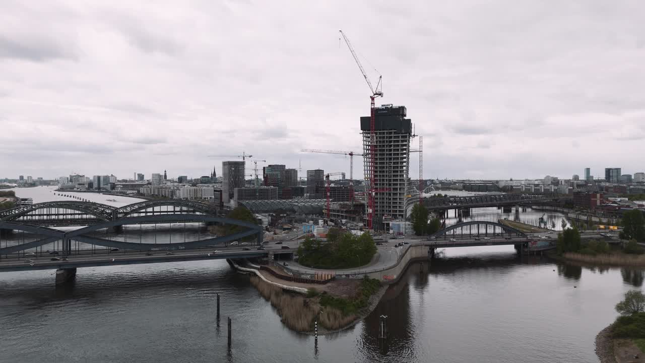 汉堡Elbtower建筑工地停工视频素材