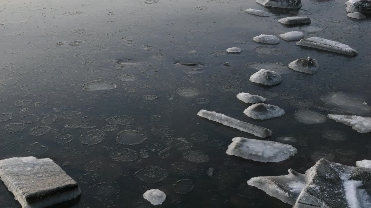 4K -海边结冰的夜晚视频下载