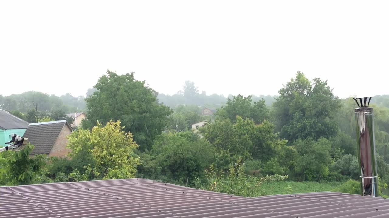 多云的天空，背景中有几棵树视频素材