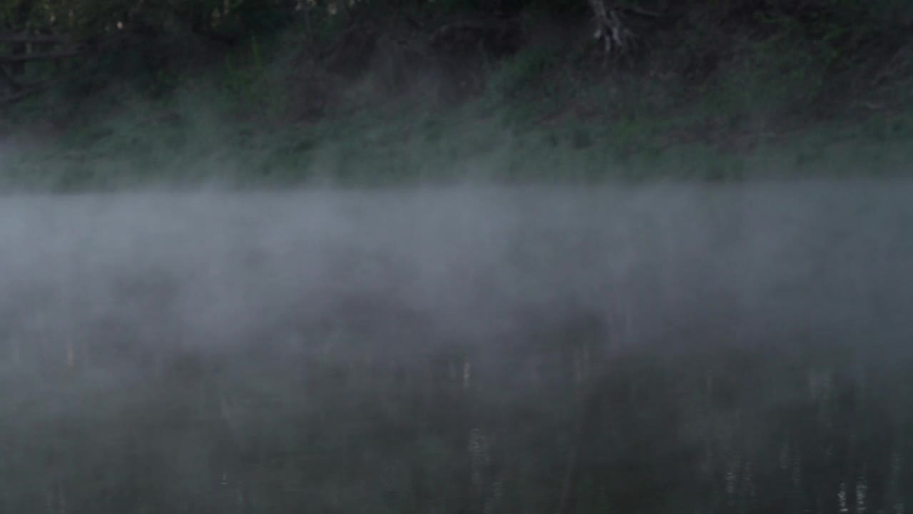 春天的晨雾笼罩在平静的水面上——密苏里州罗伯茨布拉夫的拉明河视频下载