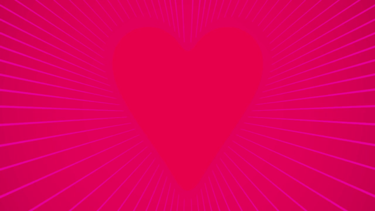 辐射粉红色的背景与中央心脏形状和辐射线视频下载