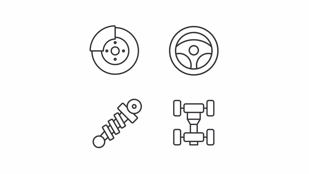动画汽车部件图标视频素材