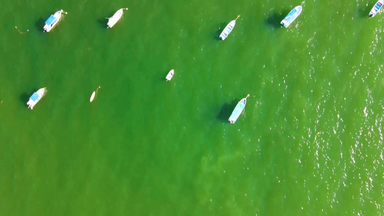 Bahía de Banderas湾。墨西哥。的墨西哥巴亚尔塔港。日落。晚上。视频下载