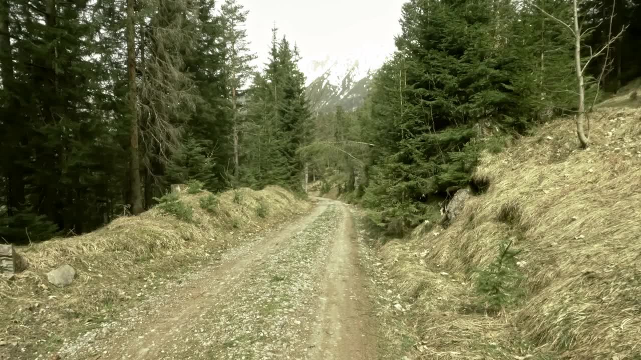 从奥地利蒂罗尔的Fernpass沿着砾石路下降的POV视频下载