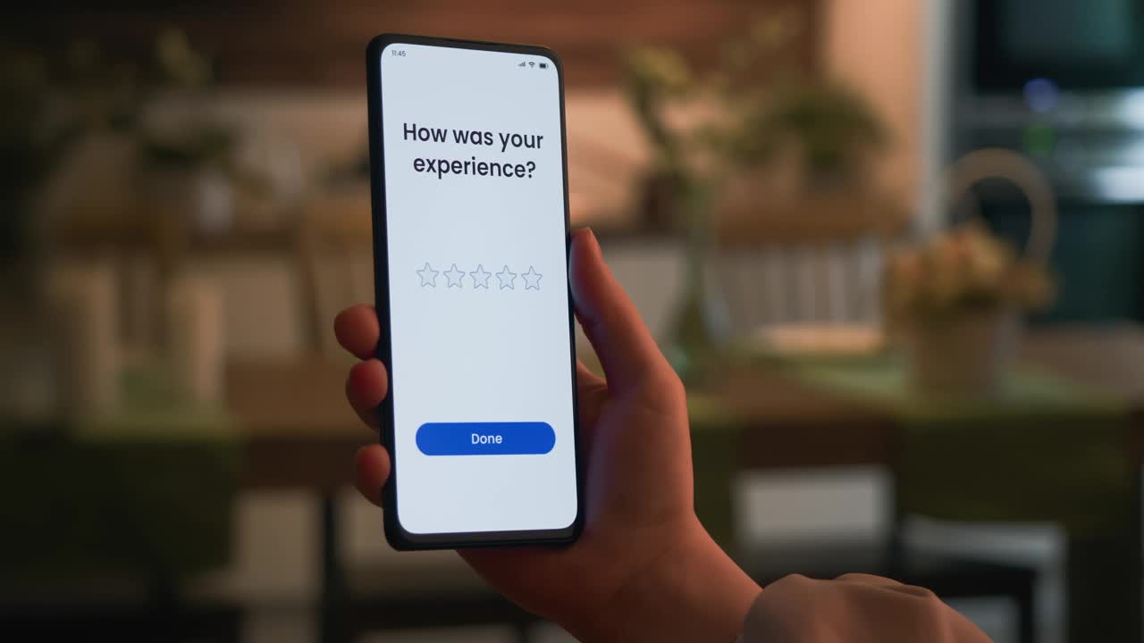 在网上给出五星评价。优秀的客户体验评价。视频素材
