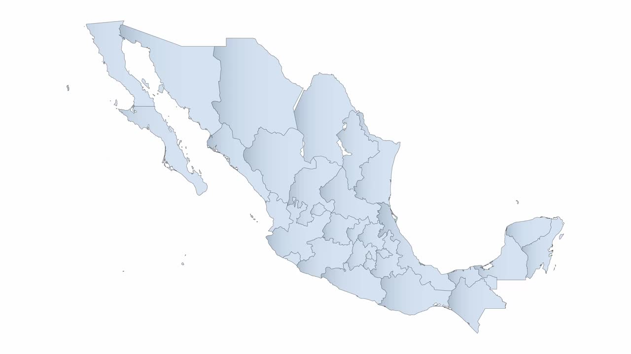 米却肯州地图，墨西哥国家的行政区划。视频素材