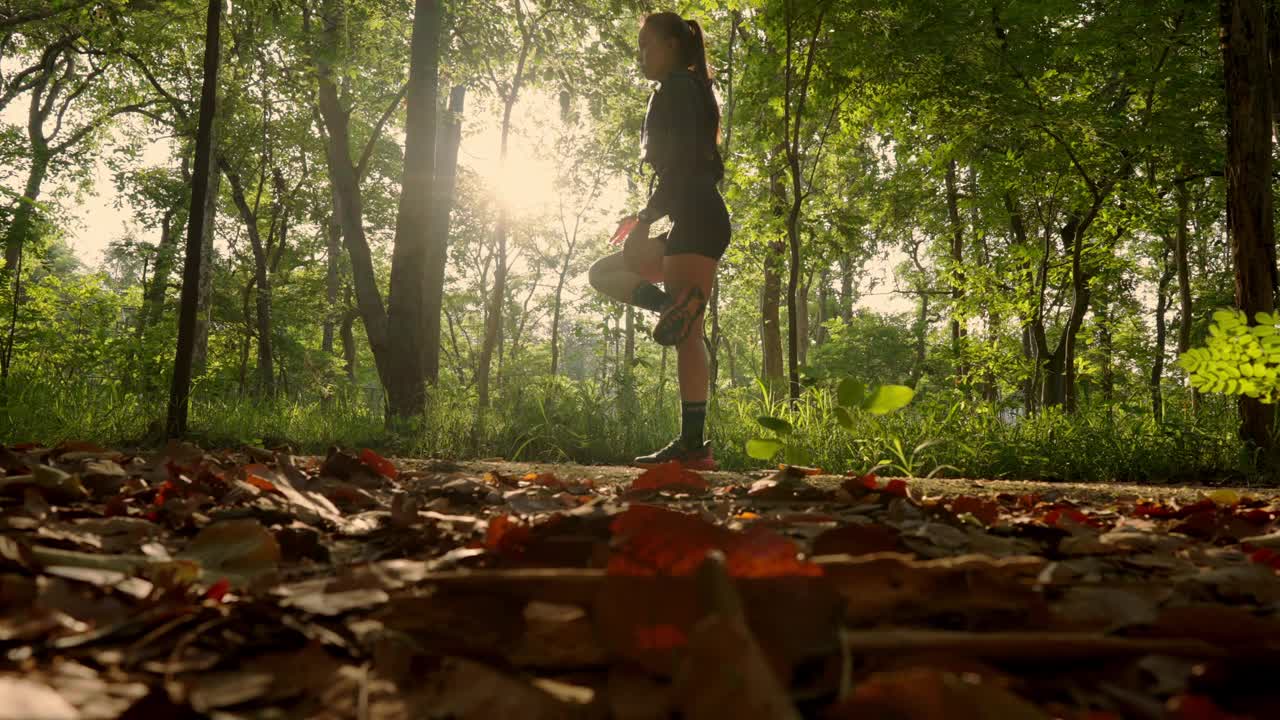 一个女人在森林里做瑜伽视频下载