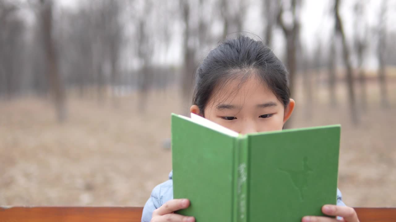 小学女生读书视频素材