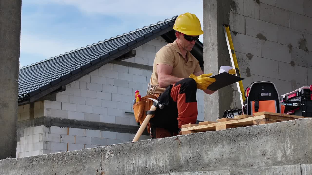 建筑工地的建筑工人视频素材