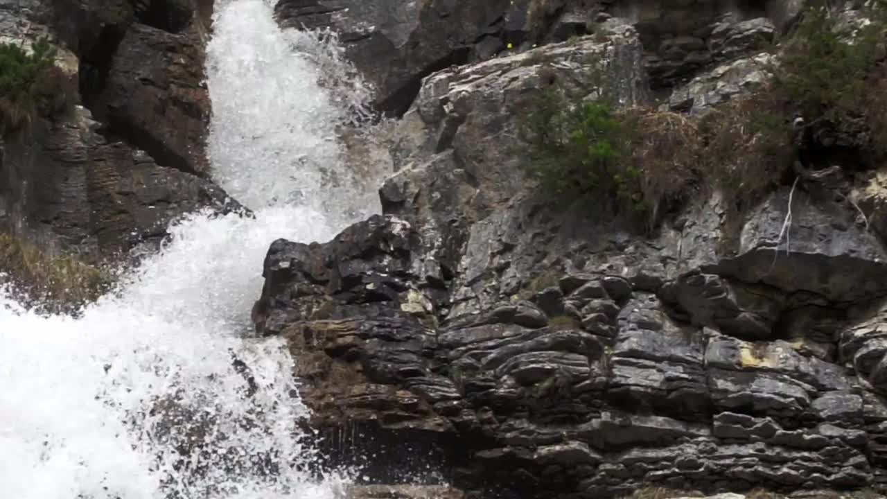 慢动作的冒泡山溪瀑布在阿尔卑斯山视频下载