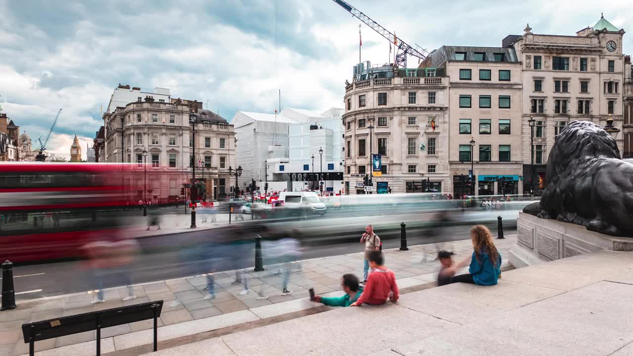 伦敦市特拉法加广场的时间流逝视频素材