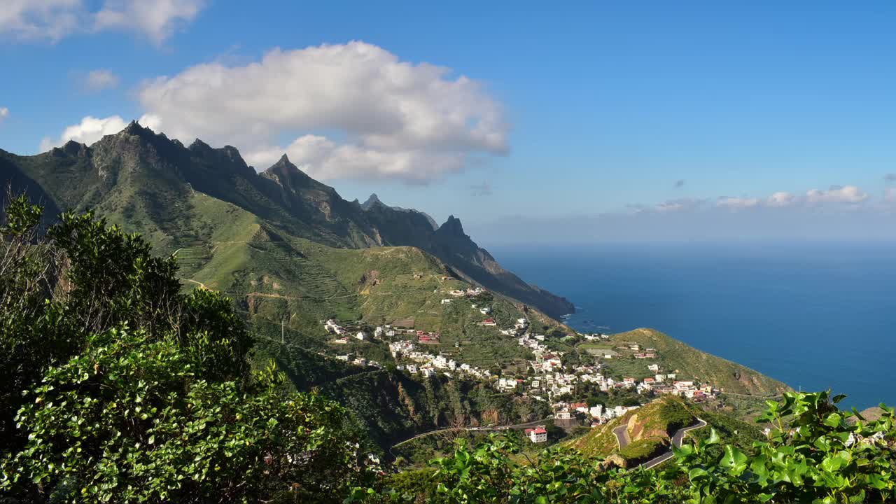 延时特内里费岛北部山脉和海岸，加那利群岛，西班牙视频下载