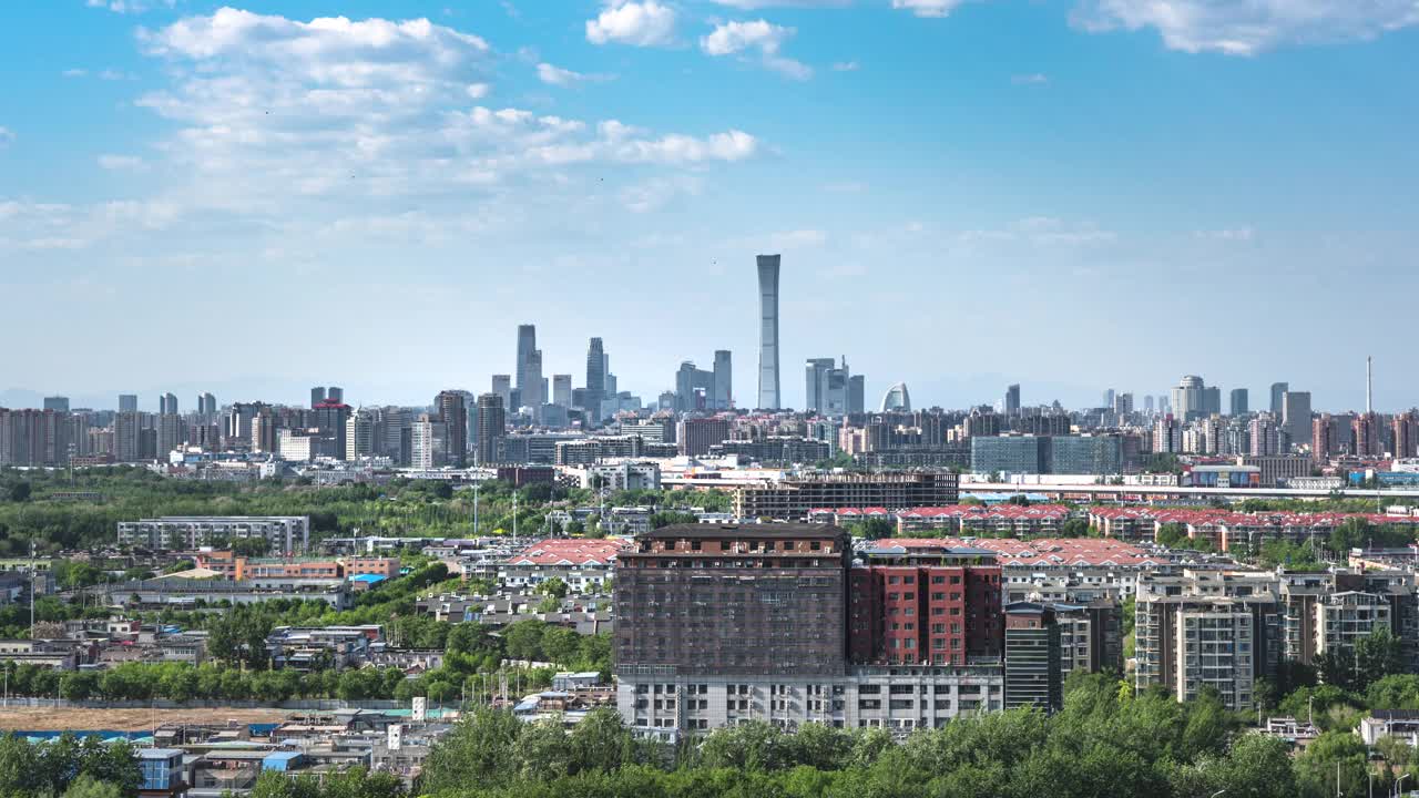 中国北京摩天大楼cbd绿色城市视频下载