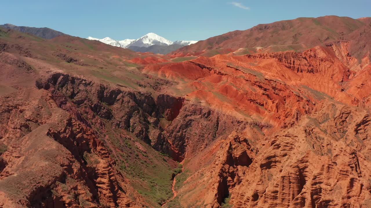 天山山脉。吉尔吉斯斯坦一个美丽的山谷。康内克峡谷令人惊叹的风景视频下载