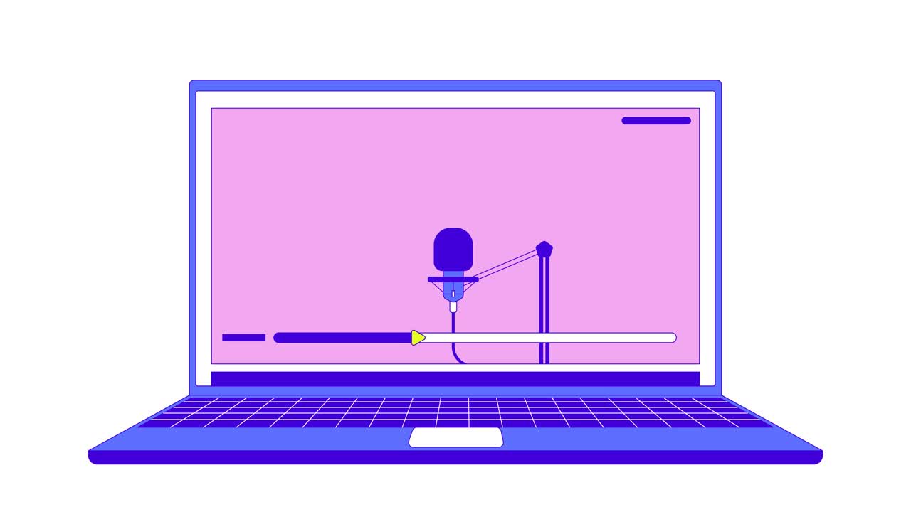Vlogging麦克风在笔记本电脑直播流线2D对象动画视频素材